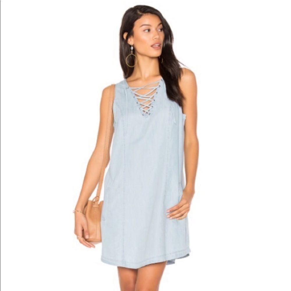 Denim Lace-up Mini Dress